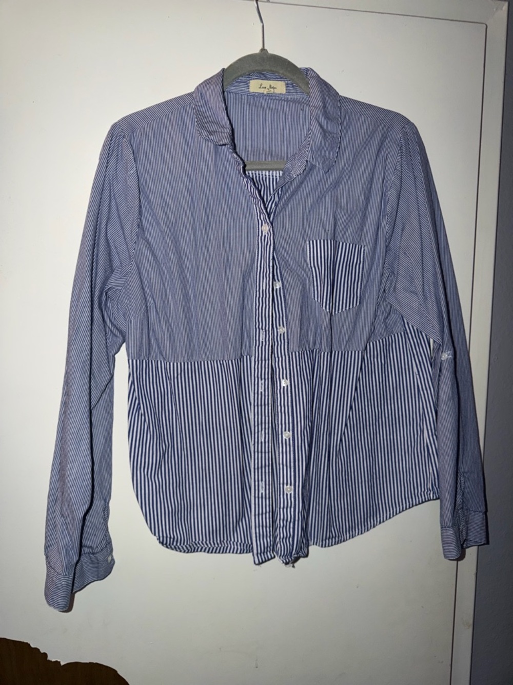 Love Notes Blue and White Striped Shirt